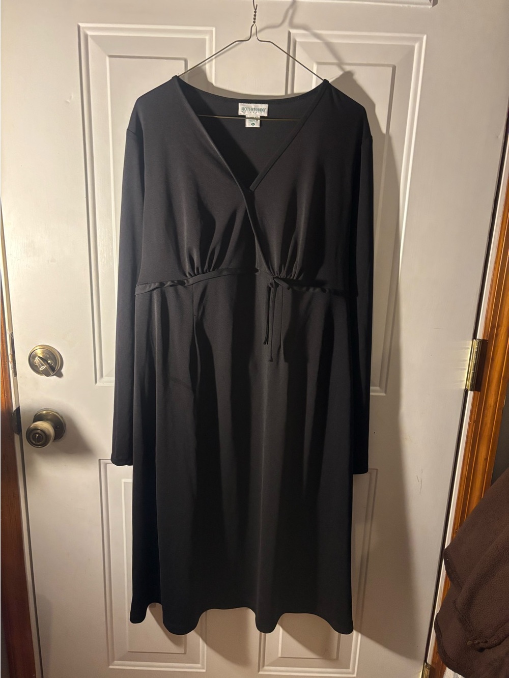 Motherhood Maternity Black Wrap Tie Waist Long Sleeve Dress Size L